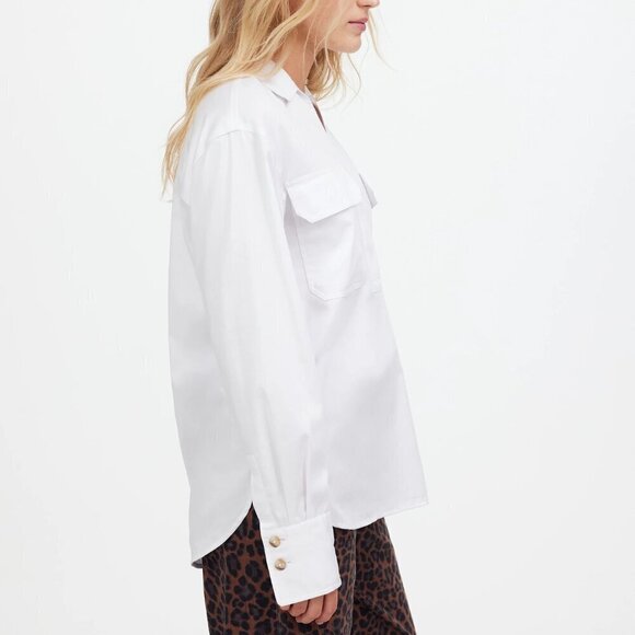 Madewell Utility Long Sleeve Chest Pockets Popover Shirt White Size M NWT - Picture 3 of 9